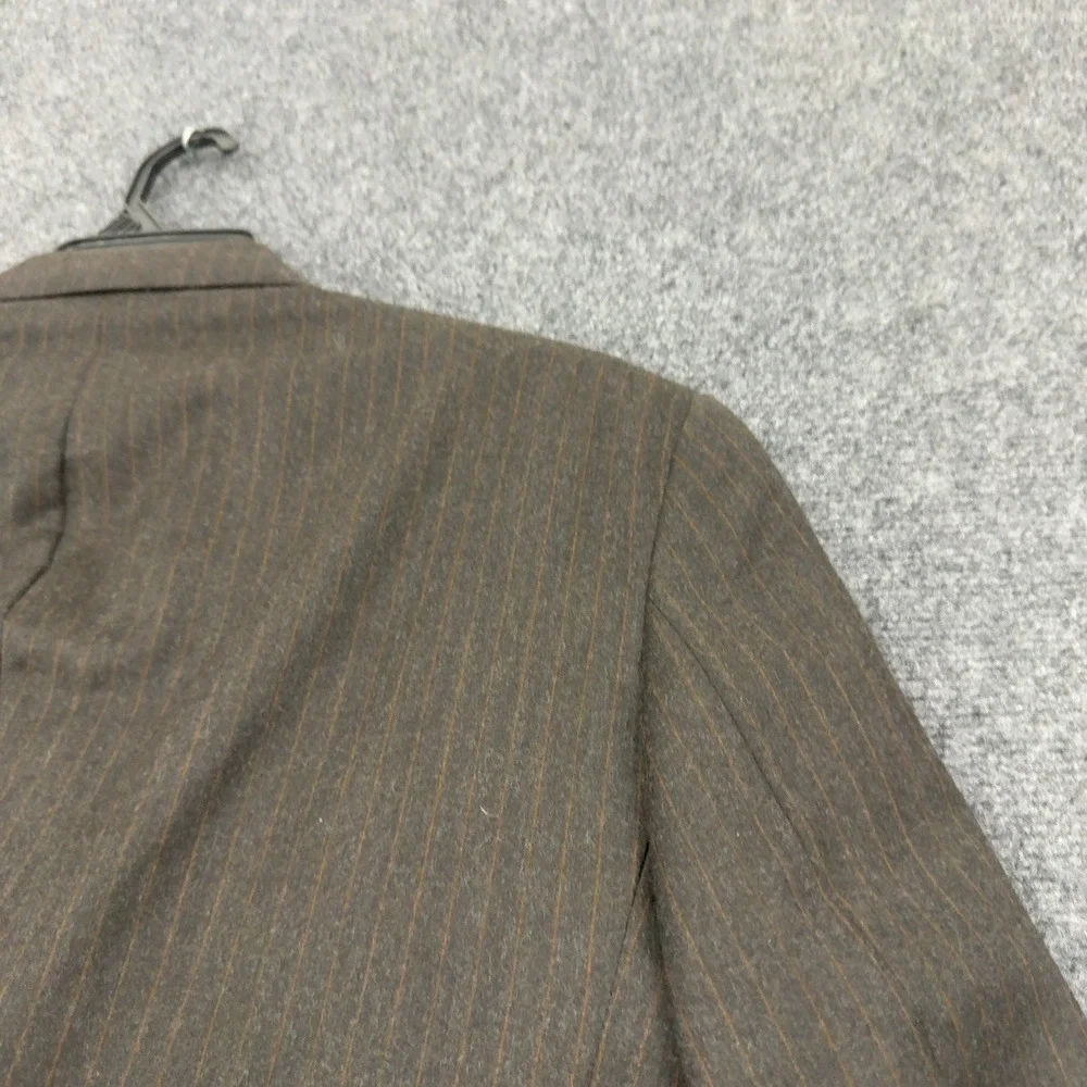 Nautica Suit Mens 44R 38W Brown Wool Pinstripe Two Piece Business Classic